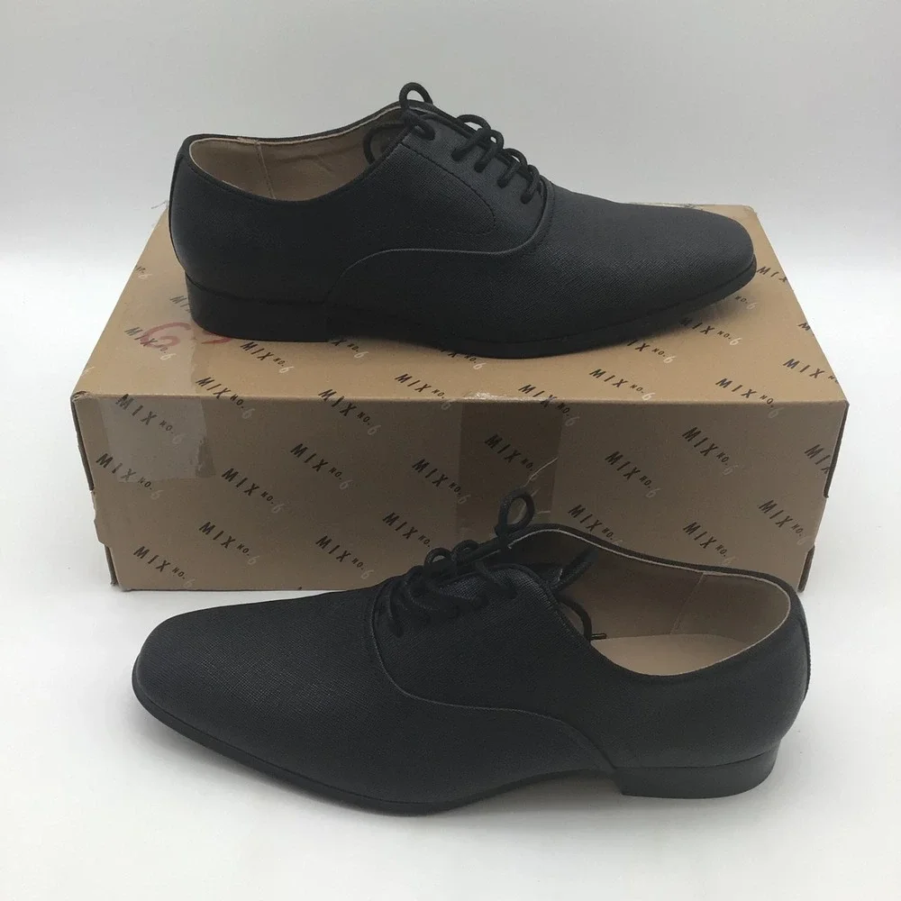Mix No 6 Mens Neze‎ Saffiano PU Black Lace Up Oxford Dress Shoes Size 9M NEW